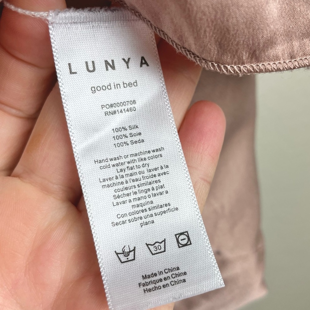 Lunya Women’s Medium Washable Silk Tulip Pajama Set Otium Tan Champagne Pink - Picture 11 of 15